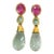 Bochic “Capri” Rose Quartz & Multi Gem Italian Earrings Set 18k Gold & Silver - 2 Pieces For Sale