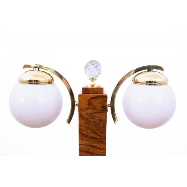 Wood Art Deco Table Lamps, Poland, 1950s, Set of 2 For Sale - Image 7 of 11