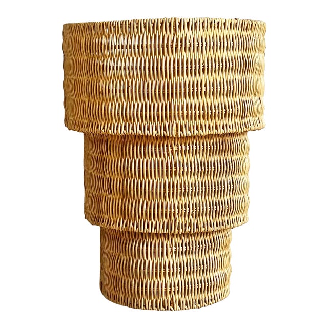 Natural Wicker Stack Wall Sconce Shade For Sale