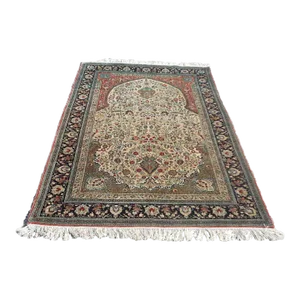 Vintage Handwoven Silk Persian Tabriz Prayer Rug - 4'6" X 6'9"