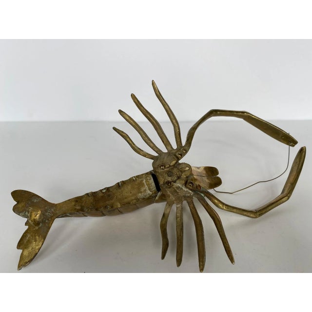 Brass Vintage Mid-Century Modern Solid Brass Lobster Sculpture For Sale - Image 8 of 13