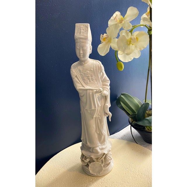 Early 20th C. Blanc DeChine Chinese Figurine-Immortal Taoist Male Statue Dehua Kilns in Fjjian China For Sale - Image 17 of 18