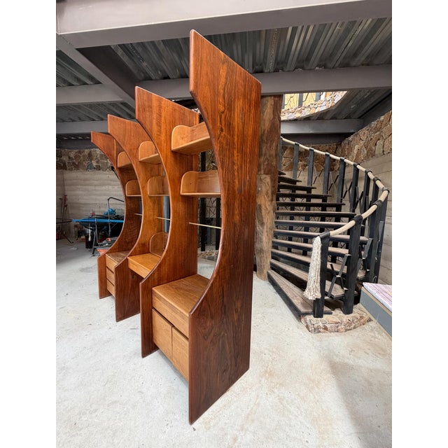Brown Sculptural Modular Library Wall Unit Desk Gerald McCabe Mid Century Modern For Sale - Image 8 of 15