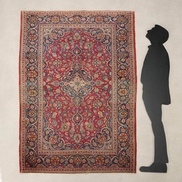 Keshan Dabir rug in cotton and wool, extra-fine knot, hand-made. This piece is attributed to the mentioned designer/maker....