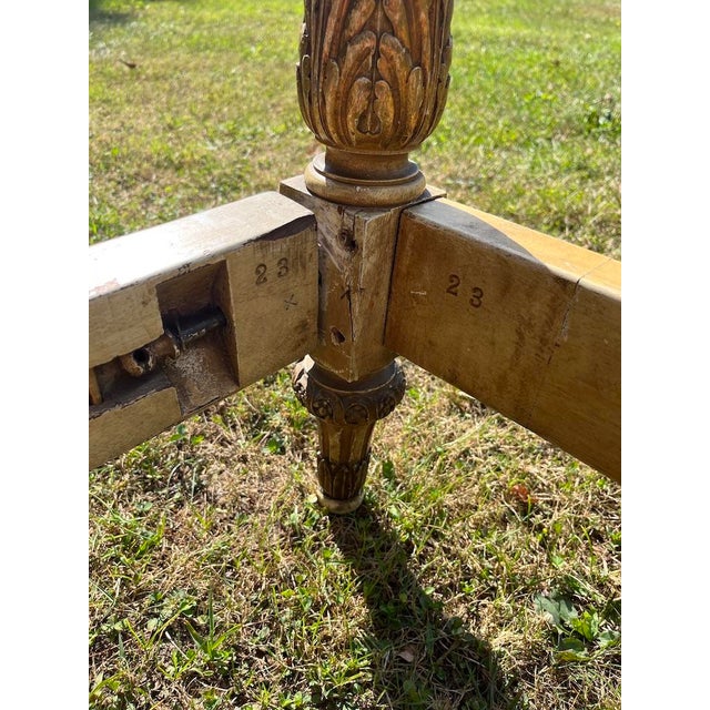 Antique French Carved Wood and Upholstered Headboard and Bed Frame For Sale - Image 13 of 18