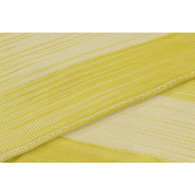 Textile Oversized Rug & Kilim’s Contemporary Kilim in Beige & Yellow Stripes & Patterns For Sale - Image 7 of 7