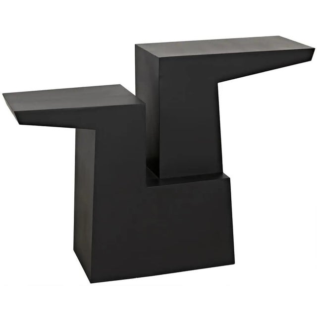 This pared down console is the essence of simplicity. Handcrafted of metal with a deep black finish, it is sleek,...