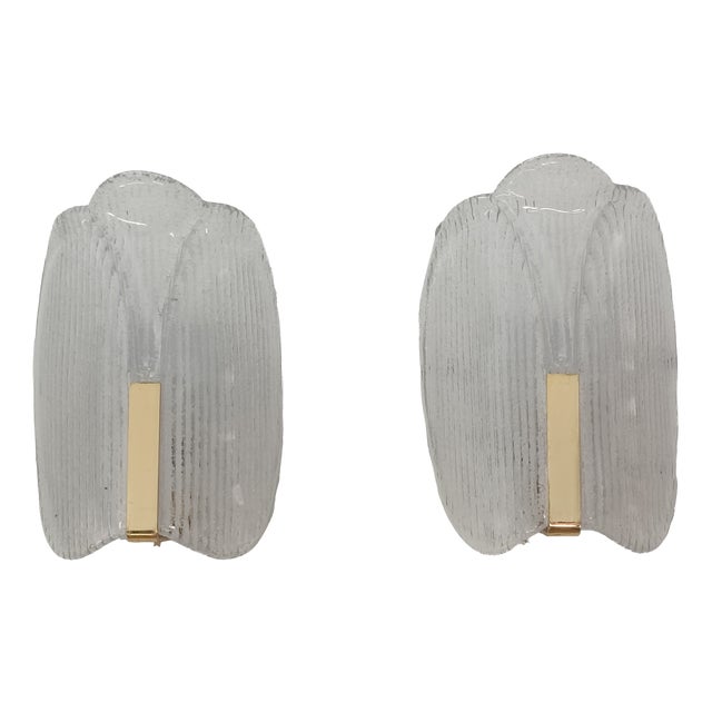Wall Sconces attributed to Carl Fagerlund for Orrefors, 1970s, Set of 2 For Sale