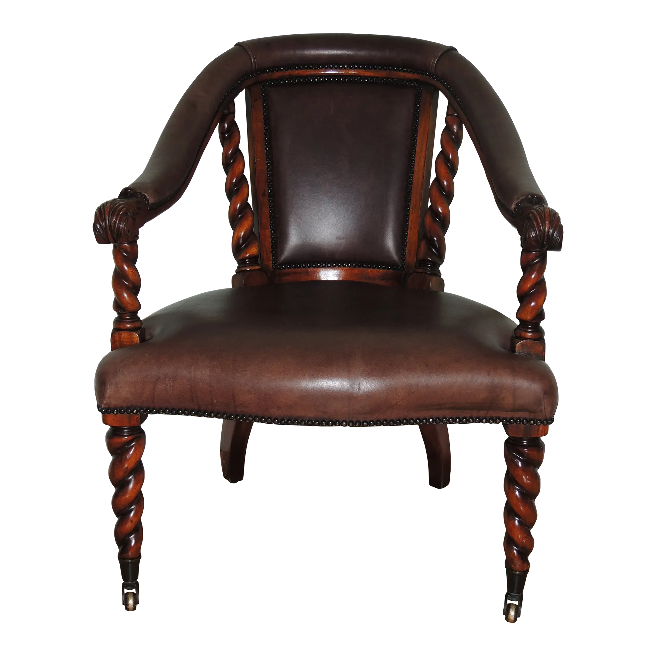 Theodore Alexander Carved Desk Chair on Castors | Chairish