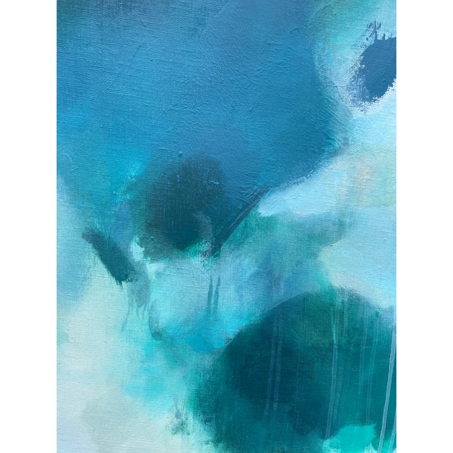 “But Still, You” Large Lyrical Abstraction Diptych Painting in Ethereal Greens and Blues by Stacey Warnix For Sale - Image 12 of 16
