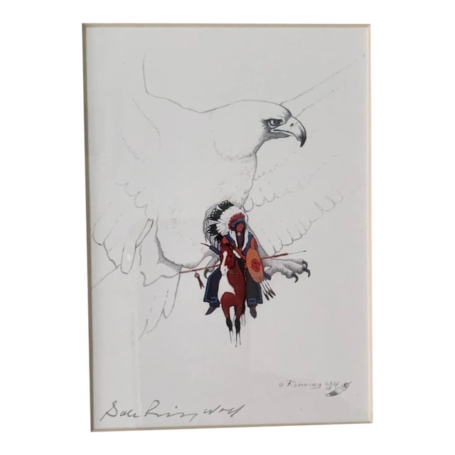 Gale Running Wolf Sr.- "Eagle Chief" - Hand Signed Print For Sale