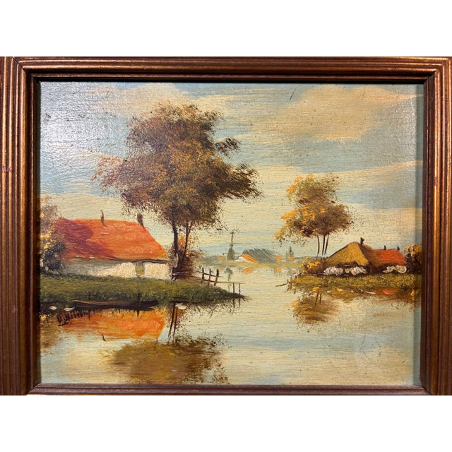 Impressionist Vintage Original European Oil Painting Landscape in Gold Frame For Sale - Image 3 of 4