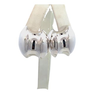 1990s Pair of Tiffany & Co Estate Large Puffed Earrings Sterling Silver 6.5 Grams For Sale