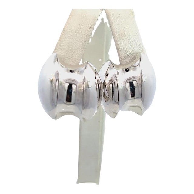 1990s Pair of Tiffany & Co Estate Large Puffed Earrings Sterling Silver 6.5 Grams For Sale