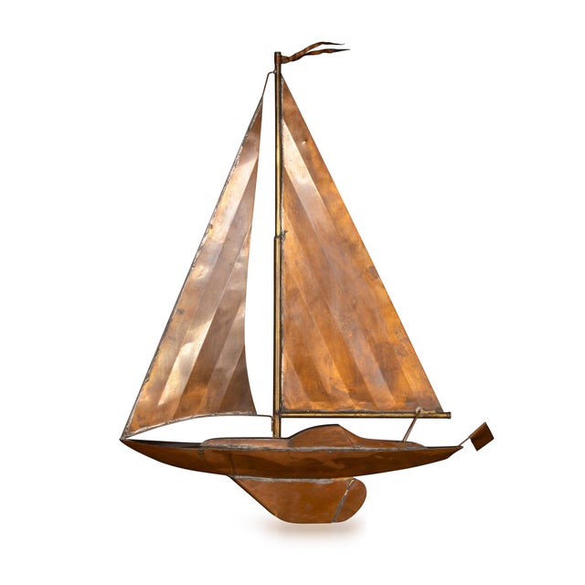 Vintage 20th Century Wall Hanging Copper Sculpture of a Racing Yacht, 1960s For Sale - Image 13 of 13