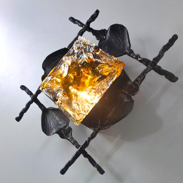 Mid-Century Brutalist Murano Glass Wall Light by Tom Ahlström & Hans Ehrlich, 1960s For Sale - Image 9 of 10