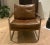 Pottery Barn Pottery Barn Brown Leather Metal Armchair For Sale - Image 4 of 4