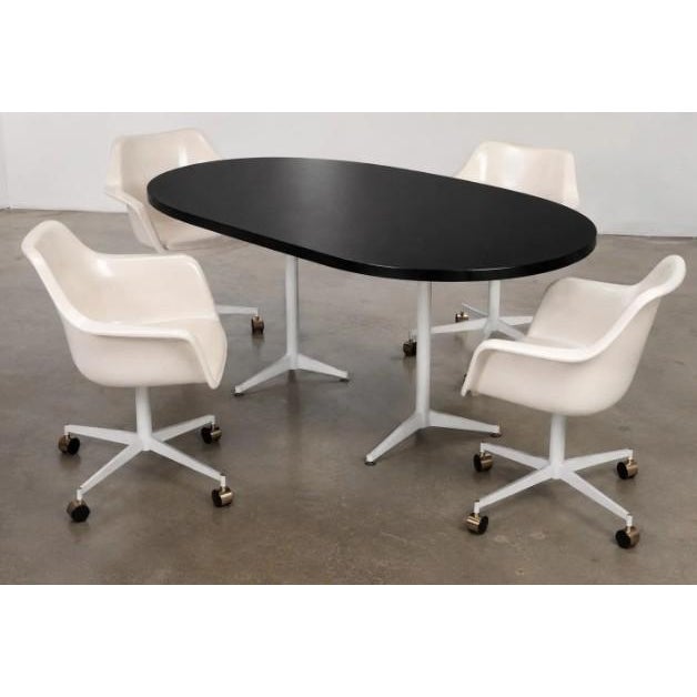 Mid-Century Modern Table & Chairs. Black and White. Vintage McM. For Sale