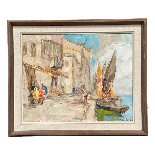Knut Norman, Harbour Motif, 1950s, Oil on Panel, Framed For Sale