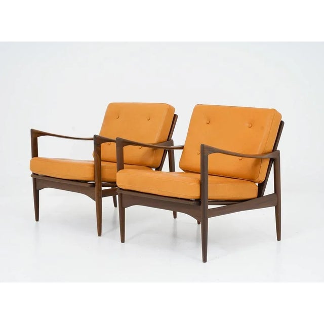 Mid-Century Scandinavian Armchairs Candidate attributed to Ib Kofod Larsen, 1960s, Set of 4 For Sale - Image 4 of 12