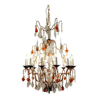 Vintage Venetian Murano Crystal Fruit Design Chandelier For Sale