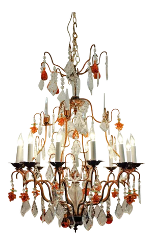 Vintage Venetian Murano Crystal Fruit Design Chandelier