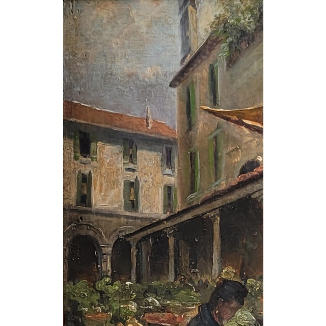 Antique Early 1900s Oil on Panel of a Venetian Market Scene by m.s. Loresen (?) For Sale In Denver - Image 6 of 17