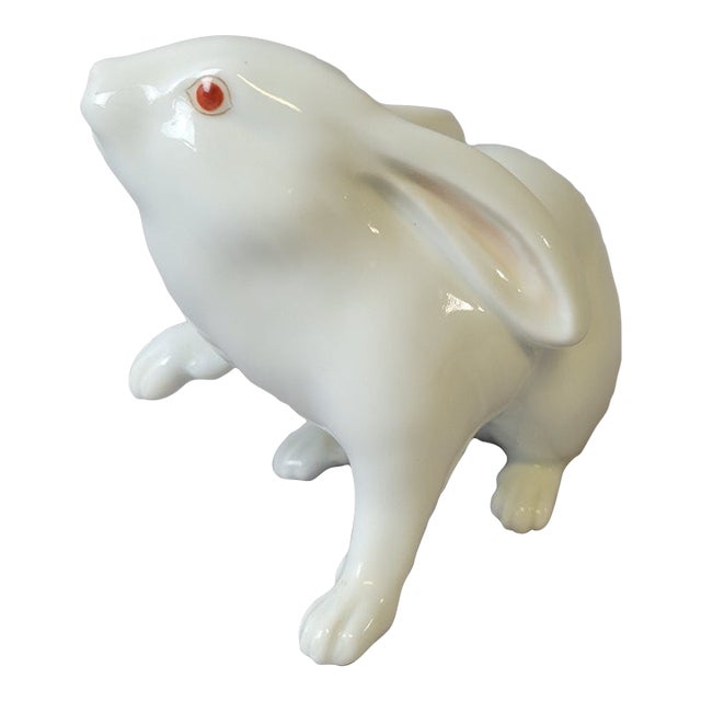 Vintage Herend White Rabbit Figurine, Hungary For Sale