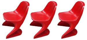 Vintage Model 2000 / 0/1 Red Plastic Chairs from Casala, 1972, Set of 3