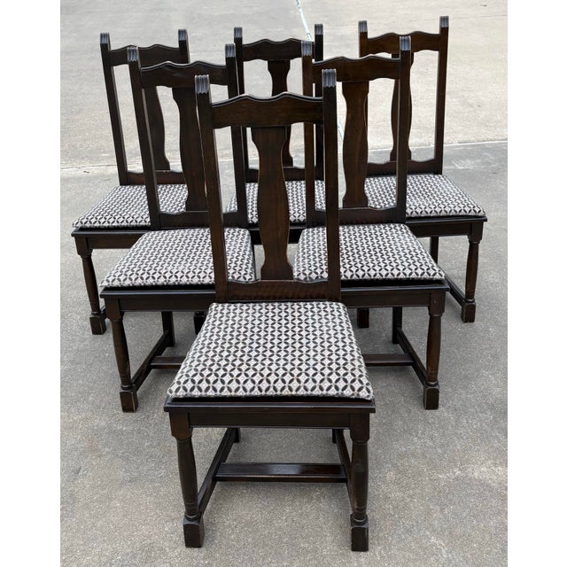 Love these dark oak French country dining chairs! They look great with the dark French farm tables I have in other...