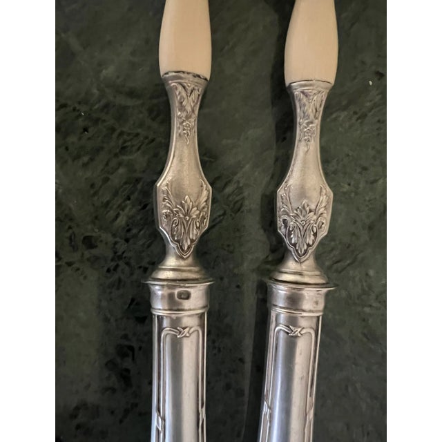 French Serving Set by Grunthaler, Sterling Handles, C. 1920's For Sale - Image 11 of 12