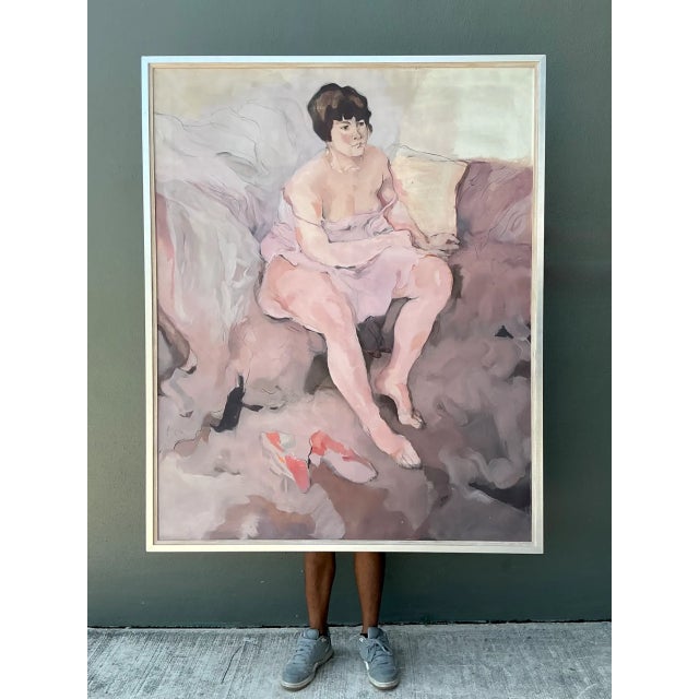 Vintage Framed Figurative Oil Painting For Sale - Image 10 of 12