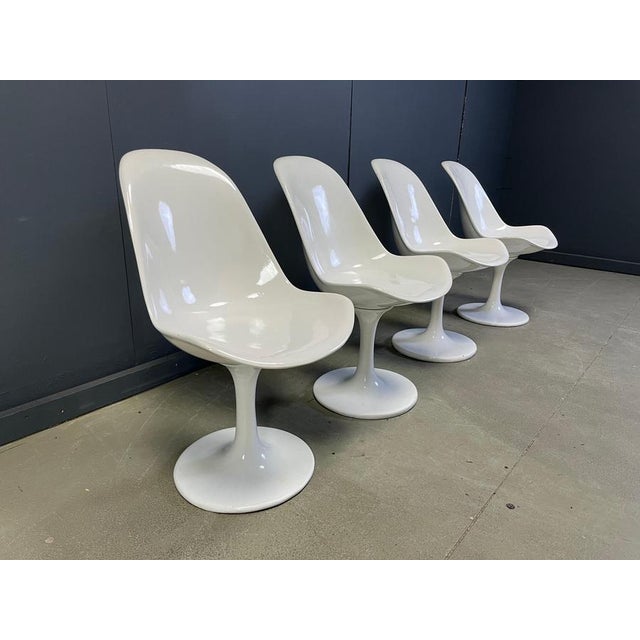 Plastic Vintage Space Age Fiberglass Tulip Dining Chairs, 1960s, Set of 4 For Sale - Image 7 of 16