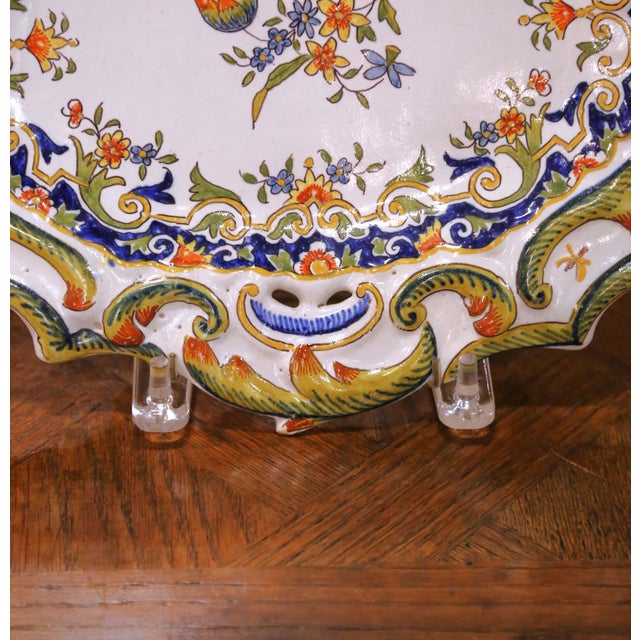 Early 20th Century French Rouen Faience Wall Platter With Pierced Rim For Sale - Image 9 of 11