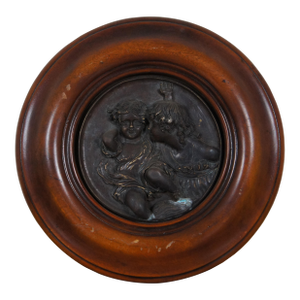 Theodore Alexander Walnut Bronze Bas Relief Calmady Children Plaque 11"