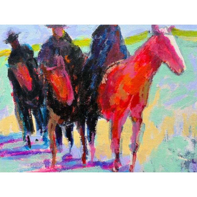 Impressionist Three Cowboys Riding Impressionist Painting by Joseph Christy For Sale - Image 3 of 5