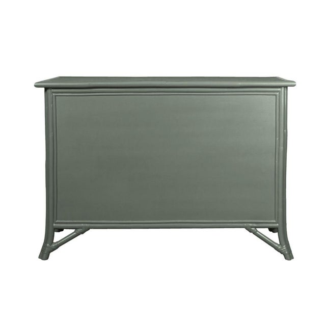 David Francis Pencil Rattan Six-Drawer Dresser, Evergreen For Sale - Image 4 of 4