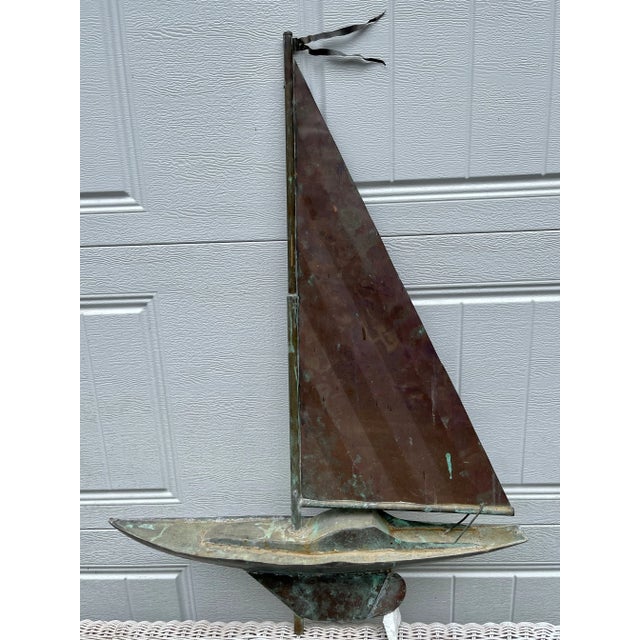 Late 19th Century Antique New England Copper Sailboat Weathervane For Sale - Image 5 of 5