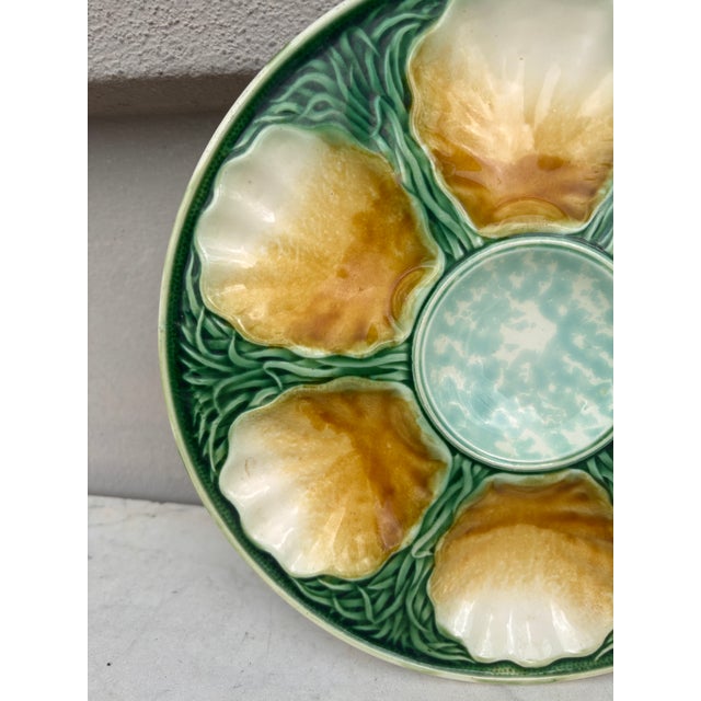 French French Majolica Oyster Plate Salins, Circa 1890 For Sale - Image 3 of 7