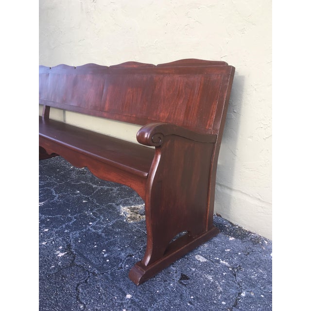 20th Century Monumental Church Walnut Bench Settee, Restored For Sale - Image 6 of 8