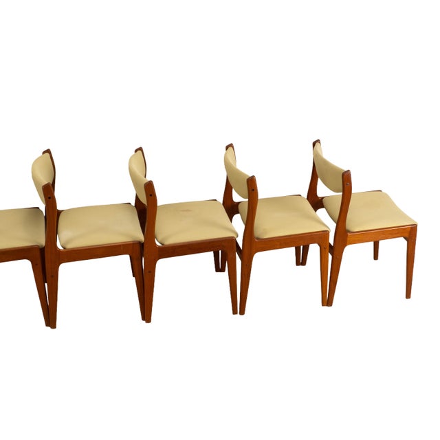1980s Set of 8 Danish Modern Solid Teak Dining Chairs Acquired From D-Scan For Sale - Image 9 of 18
