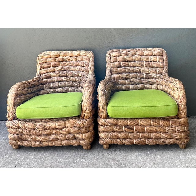 Vintage Twisted Rattan Lounge Chairs After Ralph Lauren - A Pair For Sale - Image 17 of 18