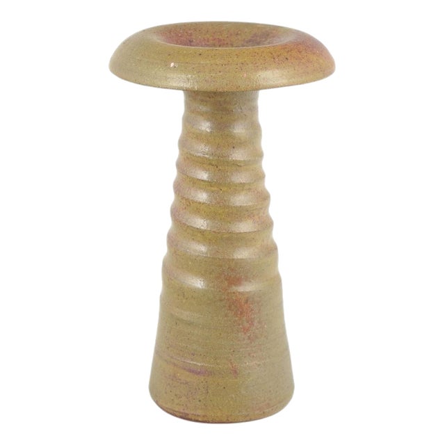 European Slender Stoneware Vase with Ribbed Body, 1960s For Sale