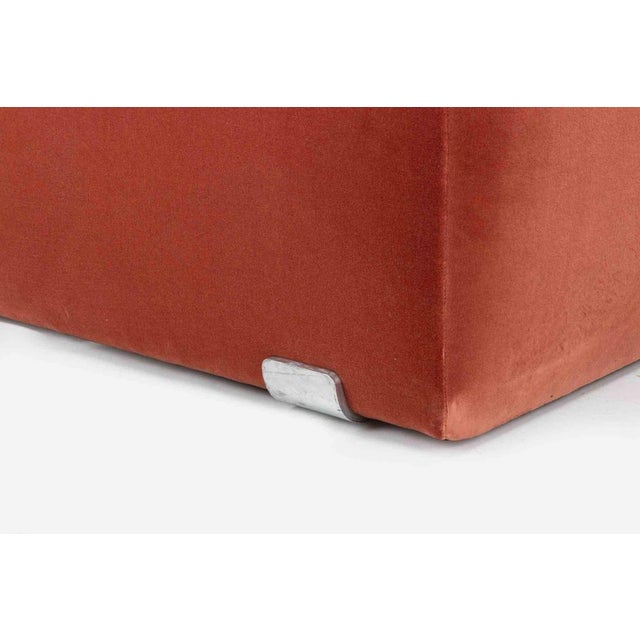Textile Italian Velvet Ottomans in Red Upholstery, 1970s, Set of 5 For Sale - Image 7 of 9