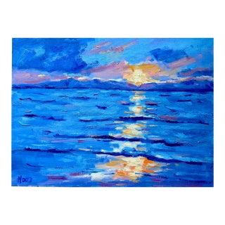 Maui Sunset Impressionist Oil Painting Seascape For Sale