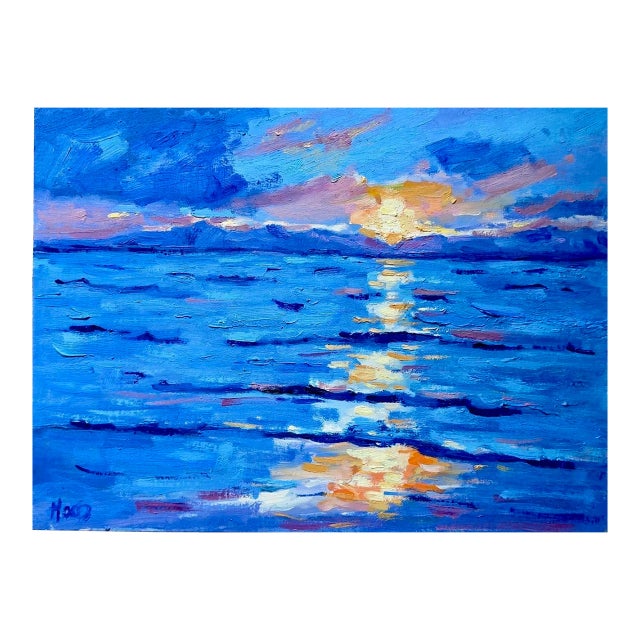 Maui Sunset Impressionist Oil Painting Seascape For Sale