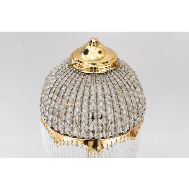 Art Deco Table Lamp with Cut Glass Shade and Glass Sticks, Vienna, Austria, 1920s For Sale - Image 4 of 18