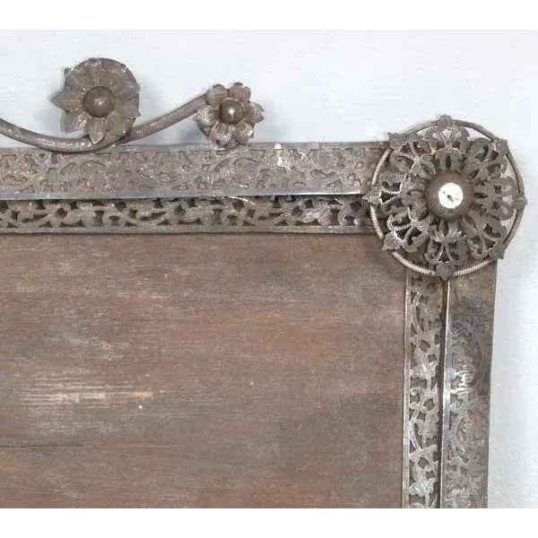 Mid 19th Century Mid 19th Century Large Indo-Portuguese Silver Mounted Teak Frame For Sale - Image 5 of 6