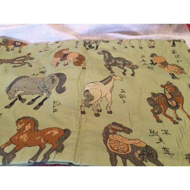 Vintage Green Embroidered Horses Pillow For Sale In New York - Image 6 of 7