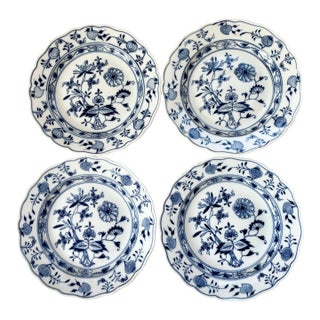Antique Meissen Blue Onion Salad Plates - Set of 4 For Sale